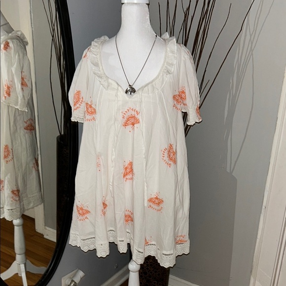 Urban Outfitters.  White and Orange Boho Dress - Picture 1 of 8